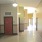 a hallway with a light on